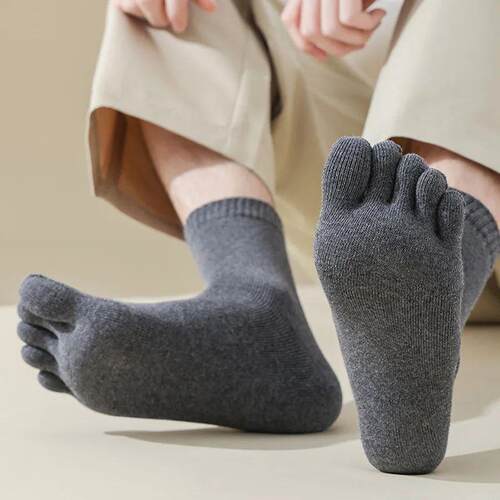 1 Pairs Winter Thick Five Finger Socks Man Cotton Solid Bu