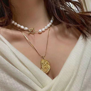 Pearl neckchain female Multi Chain Cross Angel Pendant Chain