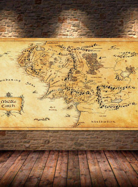 Movie Map Of Middle Earth Canvas Painting Posters and Prints
