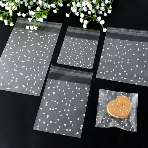 100pcs Plastic Transparent Packing Cellophane Bags Polka Dot