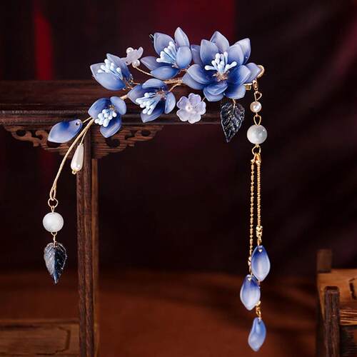 Chinese Style Hair Clips Blue Flower Retro Chinese Style Hai
