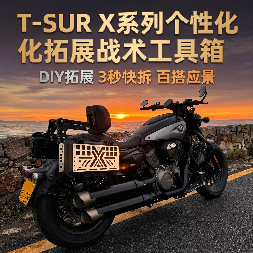 无极CU525/闪350巡航摩托车战术边箱快拆悬挂内置专属储物格长款