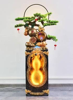 流水幕墙酒店前台入户迎宾别墅客厅鱼池景观假山喷泉落地装饰摆件