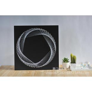 圆形五等分几何图绕线画弦丝画钉子画DIY材料包装饰画