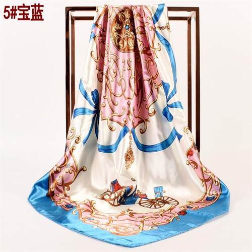 Retro Carriage Silk Satin Print Scarf Spring Fashion for Wom
