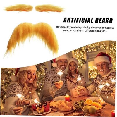 Yellow Mustache and Eyebrows Artificial Beard Fake Eyebrow F