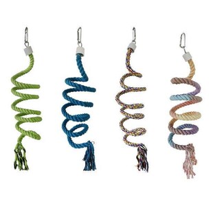 Bird Spiral Rope Perch Cotton Parrots Cage Toy Standing