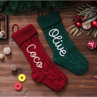 Custom Christmas Stocking, Personalized Family Stocking, Kni