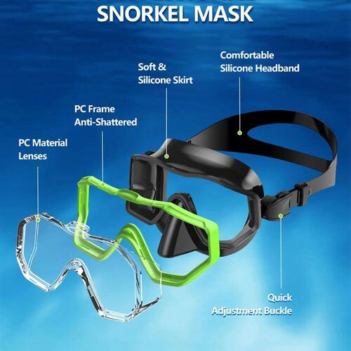 Snorkel Mask 3 Windows Panoramic Wide View HD Three-Lens Adj