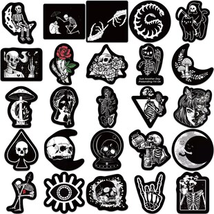 Gothic Stickers Goth 50PCS Dark White Skull Black