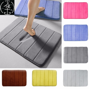 Home Bath Mat Coral Fleece Bathroom Carpet Water Absorption