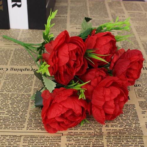 Cheap 6 flower head simulation peony filigree rose bouquet p