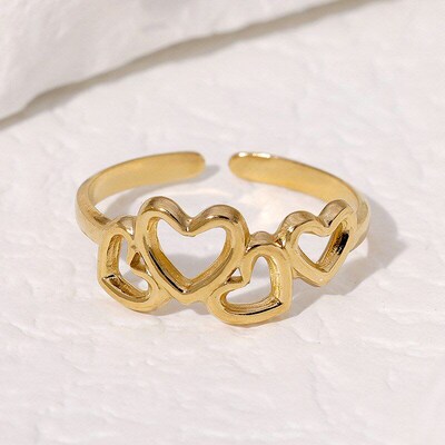 Heartshaped Stainless Steel Ring for Women Open Nonfading Si