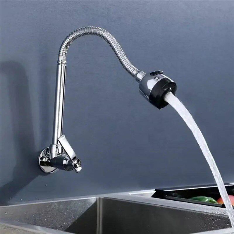 Single-Tube Cold Wall-Mounted Water Faucet 2 Modes 360 Rot