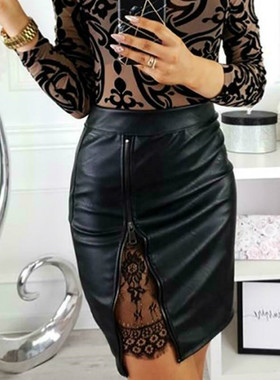 New Fashion Women Office Elegant Mini Skirts Lace patchwork