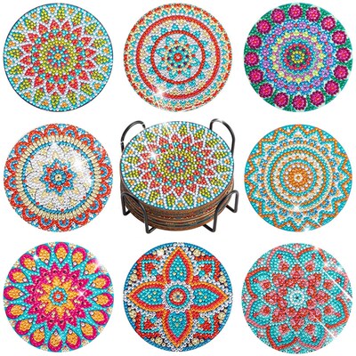 8pc/sets Mandala Diamond Painting Coasters DIY Diamo