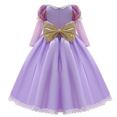 Rapunzel Princess Girl Dress Cosplay Tangled Halloween Party