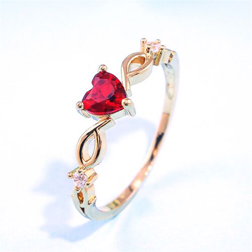 Huitan Simple Heart Ring For Women Female Cute Finger Rings