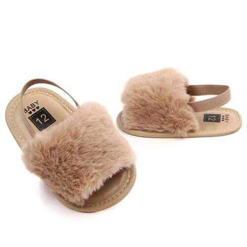 Summer Newborn Infant Girls Soft Sole Shoes Plush Slide Sand