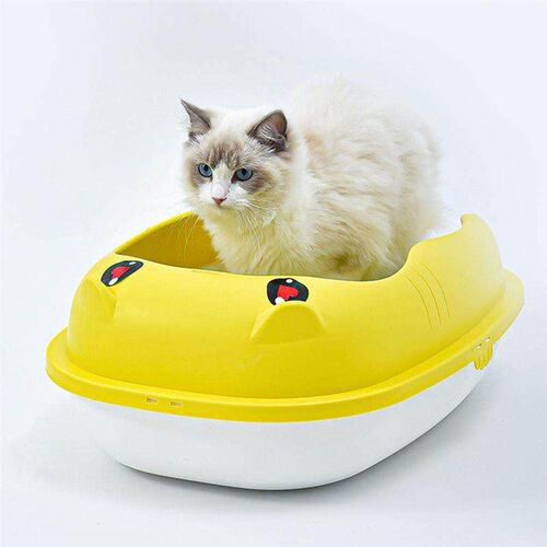 1 Set Cat Litter Box Semi- Enclosed Large Space Pet Cat Litt