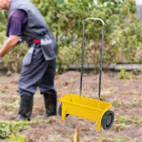 Hand Push Seed Spreader Long Handle Garden Seeder Broadcast