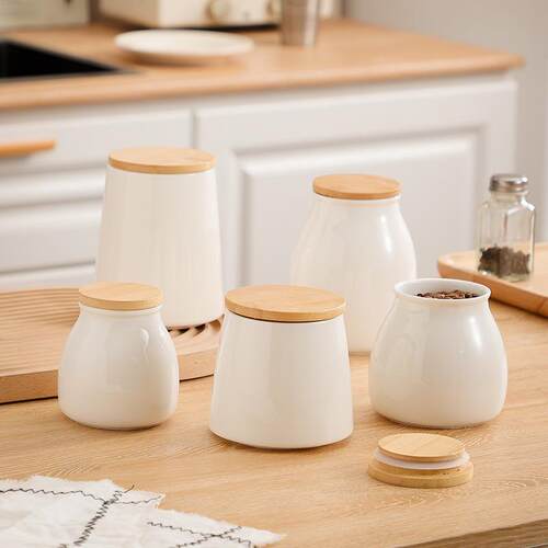 Minimalist Food-Grade Sealed Jar White Ceramic Bottle