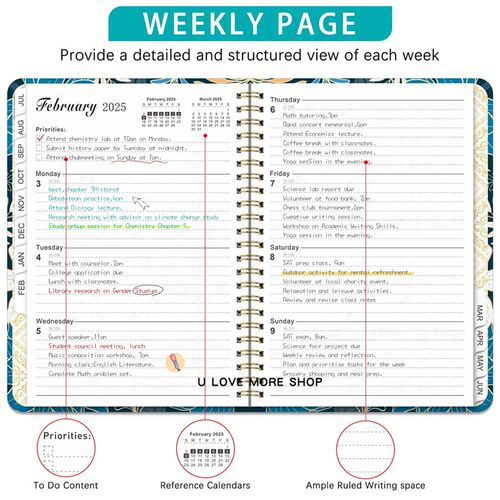 Planner Book 2025 Notepad Notebook Monthly Weekly Daily Book