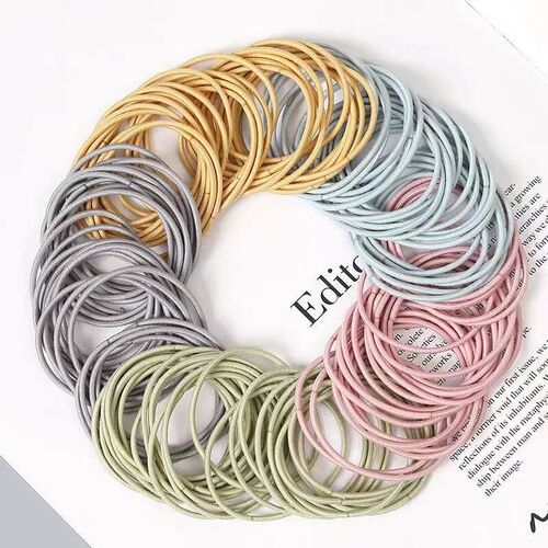 New 100PCS/Set Women 5CM Basic Nylon Elastic Hair Bands tail
