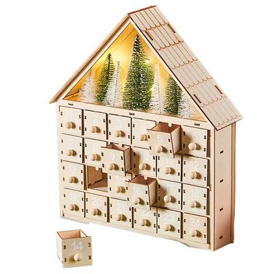 Wooden LED Reusable Advent Calendar with 24 Drawers Countdow
