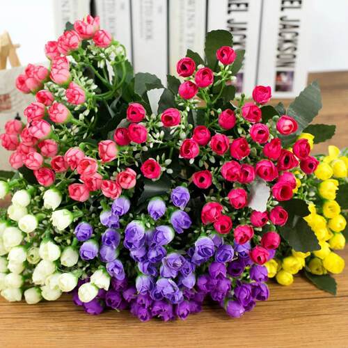 36Heads Artificial Pink Flowers Fake Bouquet Xmas Wedding Ho