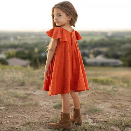 European Girls Dress 2025 Cotton Red Cute Summer Advanced Pr