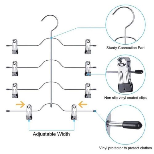 4 Tier Pant Hanger for Clothes Organizer Multifunction Shelv