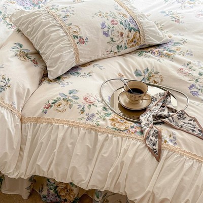 Bedding four piece set pleated edge quilt duvet cover sheet