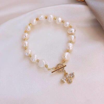 Freshwater pearl micro-encrusted zircon bee brlet fashion li