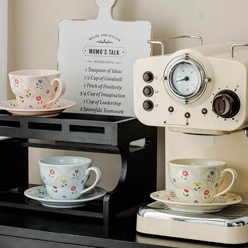 250ml Retro Coffee Cup Plate Set English Latte Cup Latte Cup