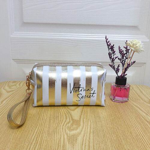 VS Striped Waterproof Cosmetic Bag Make Up Pouch Small