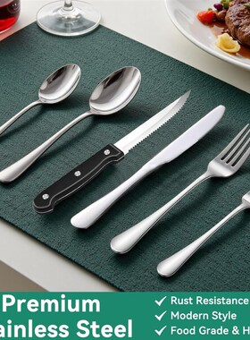 Stainless Steel Silverware Set Steak Knives Kitchen Utensils