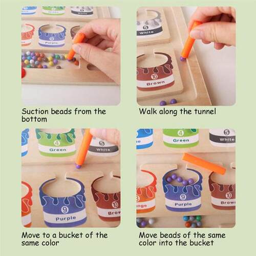Magnetic Color Sorting Game Fine Motor Toys Color Number Maz