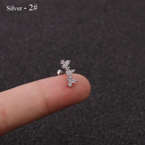 Rose Curved Cz Cartilage Stud Helix Rook Conch Screw Back Ea