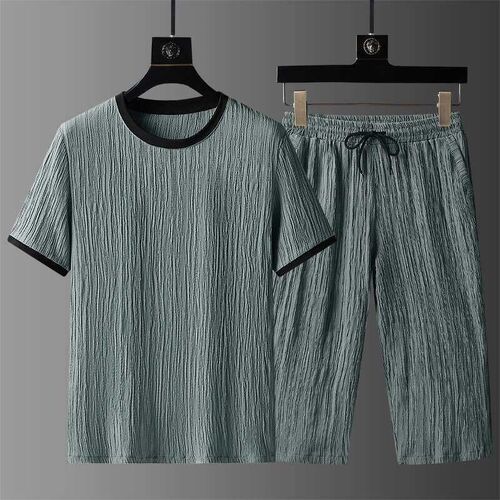 Summer New tendy High-end Ice Silk Suit Mens Summer Thin Sh