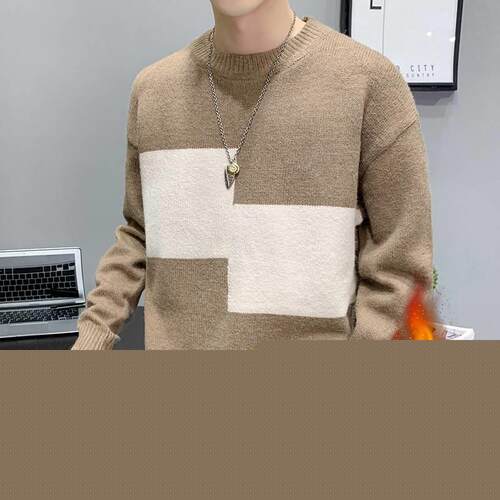 Knitted sweater mens autumn and winter mens slim plus velv