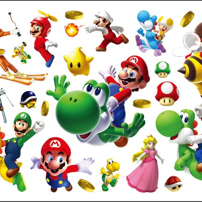 Super Mario Bros Tattoo Stickers Kawaii Anime Figure Toys Ki
