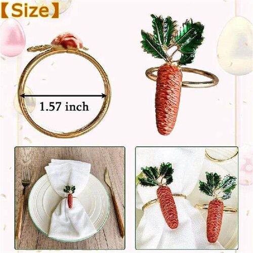 6 Pcs Easter Napkin Rings,Table Inlaid Carrot Napkin