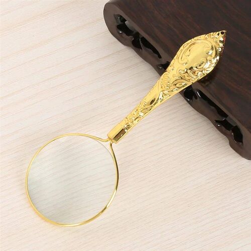 5X Magnifying Glass Handheld cate Pattern Handle Glass Lens