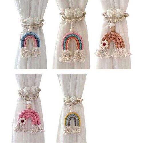 2Pieces Rainbow Tasseled Rope Curtain Holdbacks Window