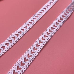 1.8cm Wide  White Bilateral Wavy Heart Cotton Lace Ribbon Em