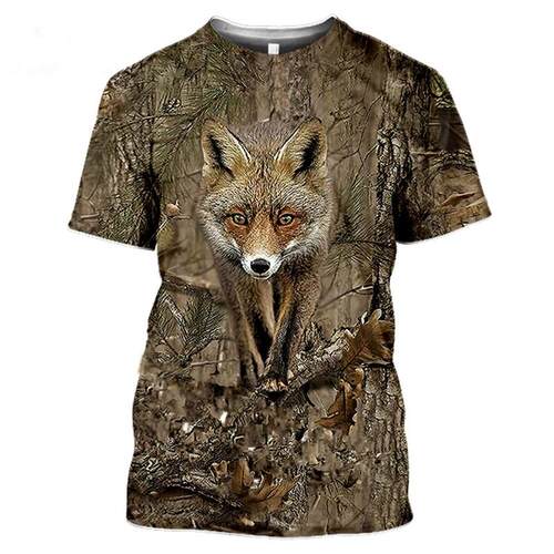 Camouflage Hunting Animal Rabbit Mens Summer Casual Oversiz