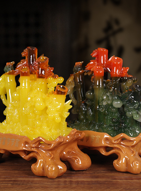 财富节节高竹子白菜金蟾摆件招财工艺礼品摆饰电视酒柜客厅装饰开