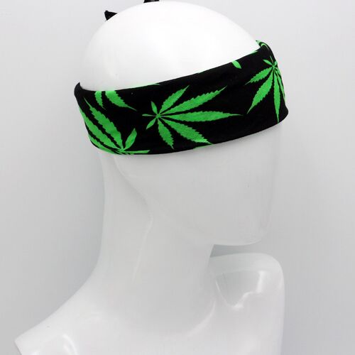 Cotton Bandana Green Leaves Black Hiphop Men Squares Neck Sc