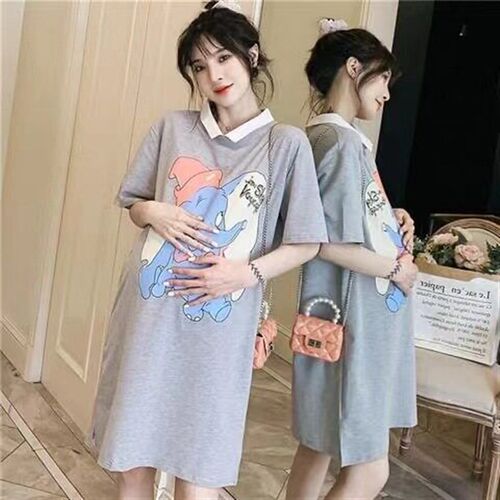 Pregnant women summer dress new fashion loose POLO collar ag